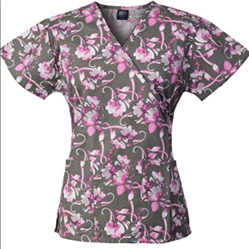 👚3/$30 Nurse Scrub Top mock wrap Large